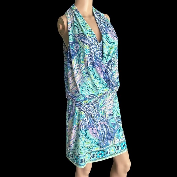 🐬Lilly Pulitzer Felizia Dress In Blue Current Fantasea🐬 - Picture 2 of 9